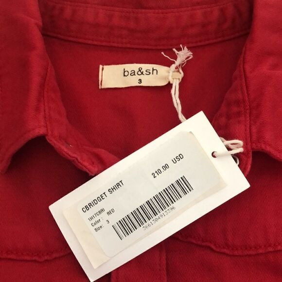 NWT BA&SH Bridget Shirt Red Size 3 (US10) - Picture 10 of 14